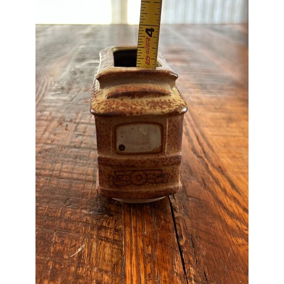 Vintage Ceramic San Francisco Cable Car Planter Brown/White Textured - Picture 10 of 11